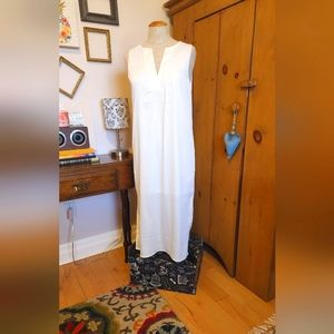 Cream sleeveless matte "satin" dress, size small, 'slip' sewn in.